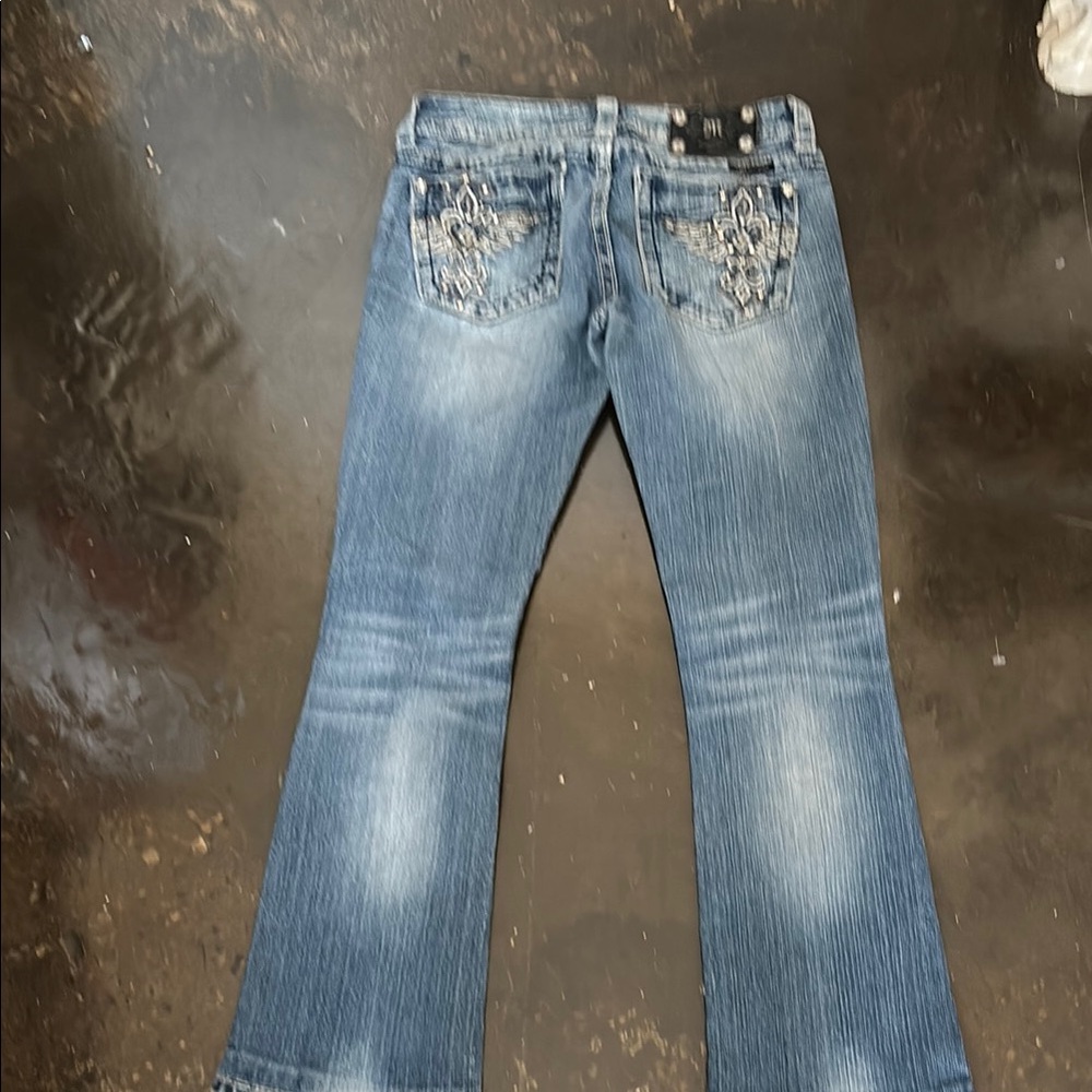 Miss Me Blue Flare Jeans with Embellished Pockets